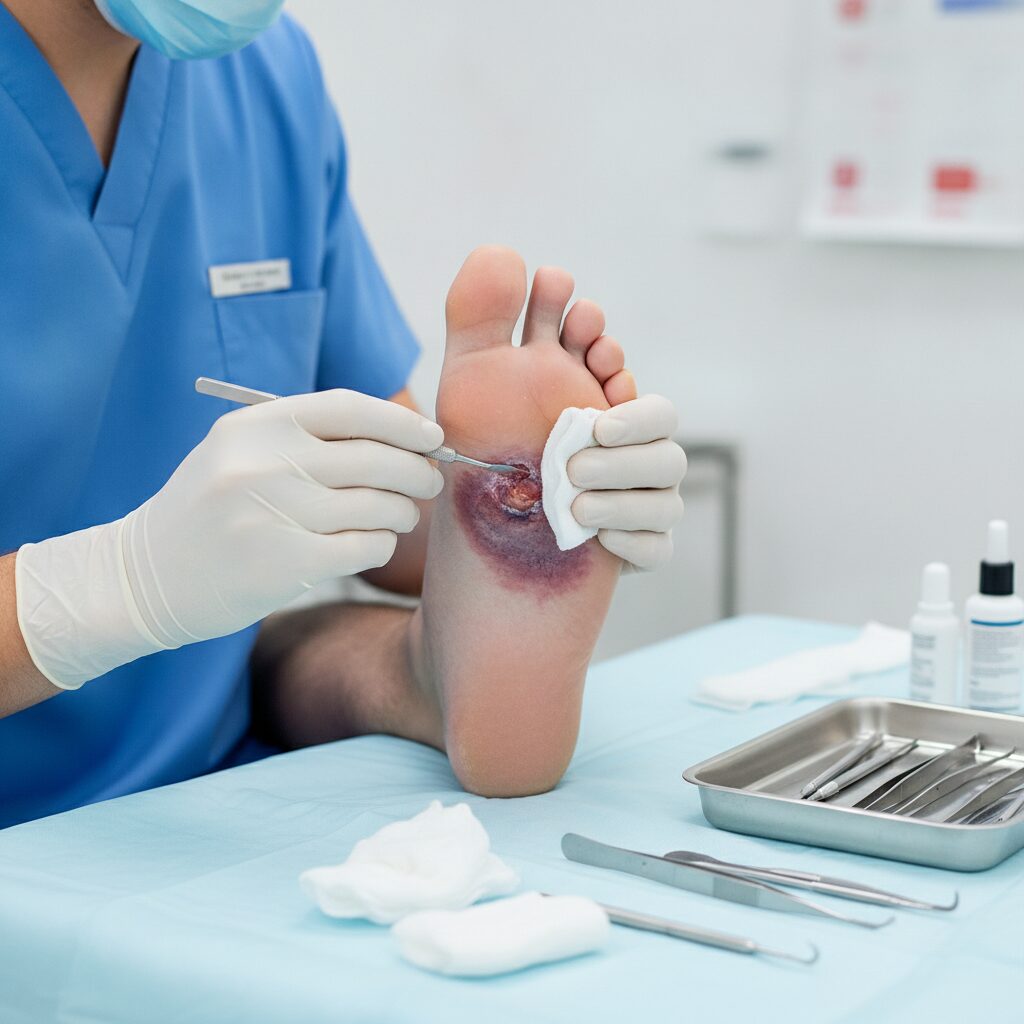 Daily diabetic foot care steps and high-risk areas