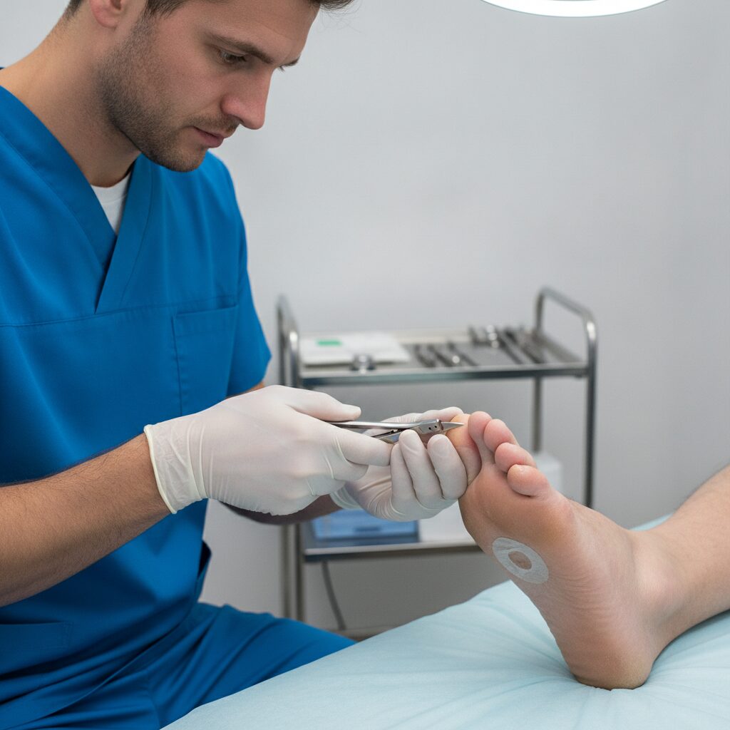 Proper nail trimming for diabetic feet: trim straight across and avoid cutting the corners too deep