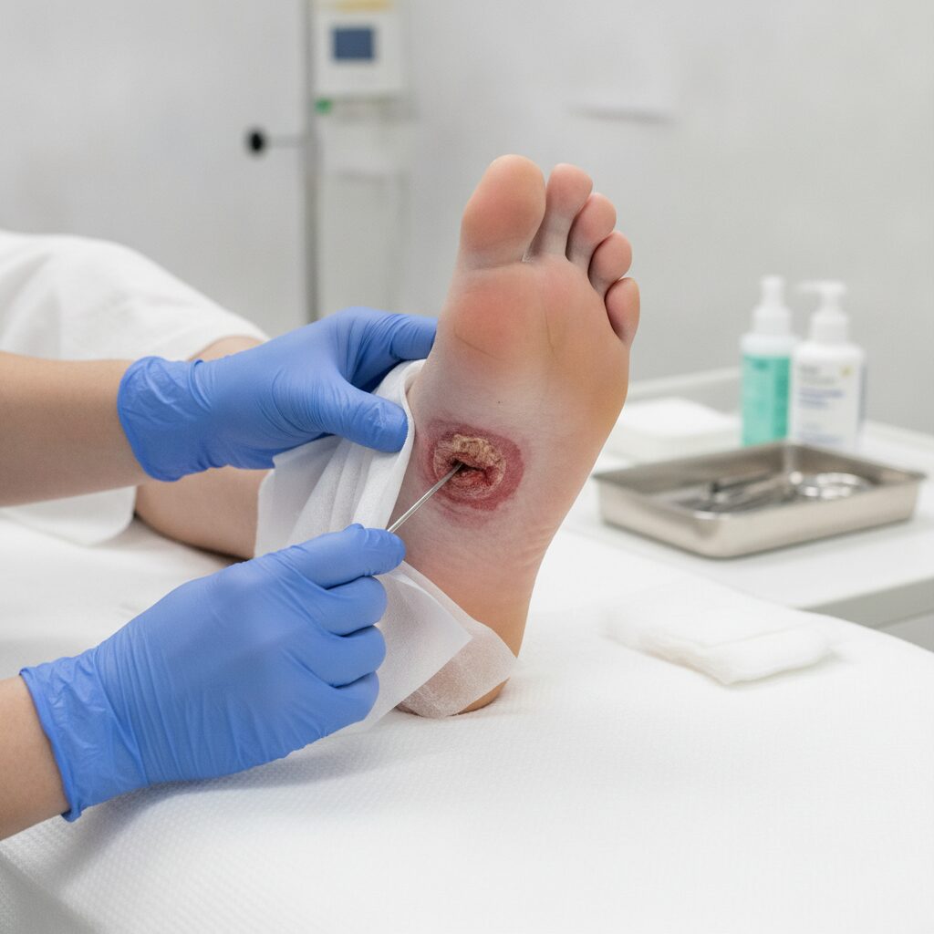 PEDIS classification components: Perfusion, area, depth, infection, sensation