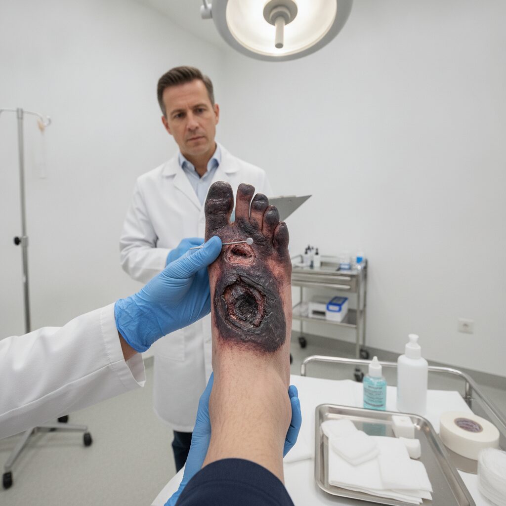Early warning signs of color changes and tissue loss in the diabetic foot