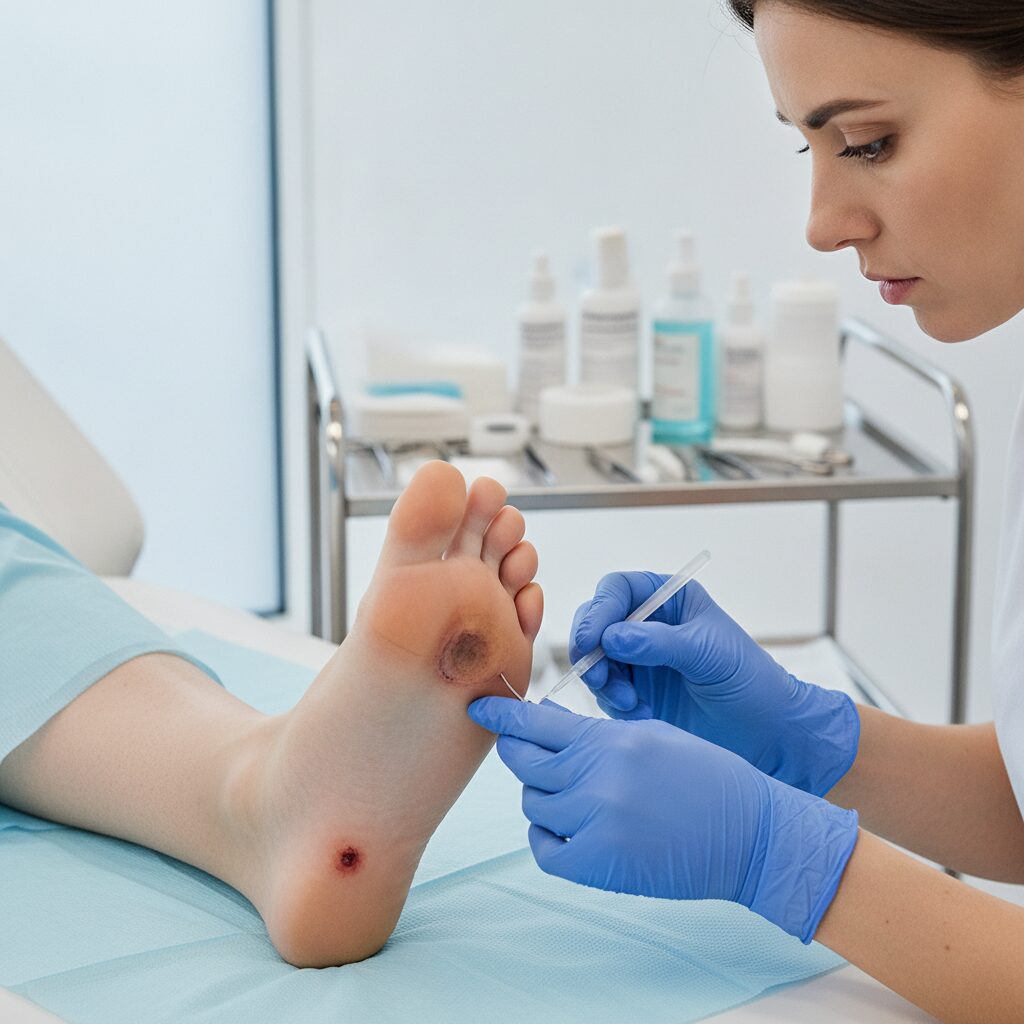 Loss of sensation on the soles of the feet and high-risk areas in diabetic neuropathy
